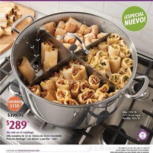 Olla tamalera de 32qt con parrilla y divisor